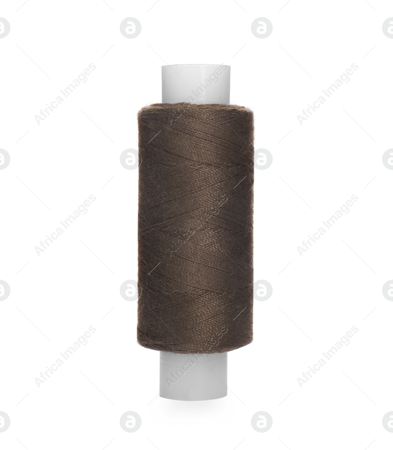 Photo of Spool of grey sewing thread isolated on white