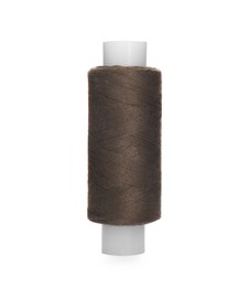 Photo of Spool of grey sewing thread isolated on white