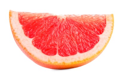 Photo of Cut ripe grapefruit isolated on white. Citrus fruit