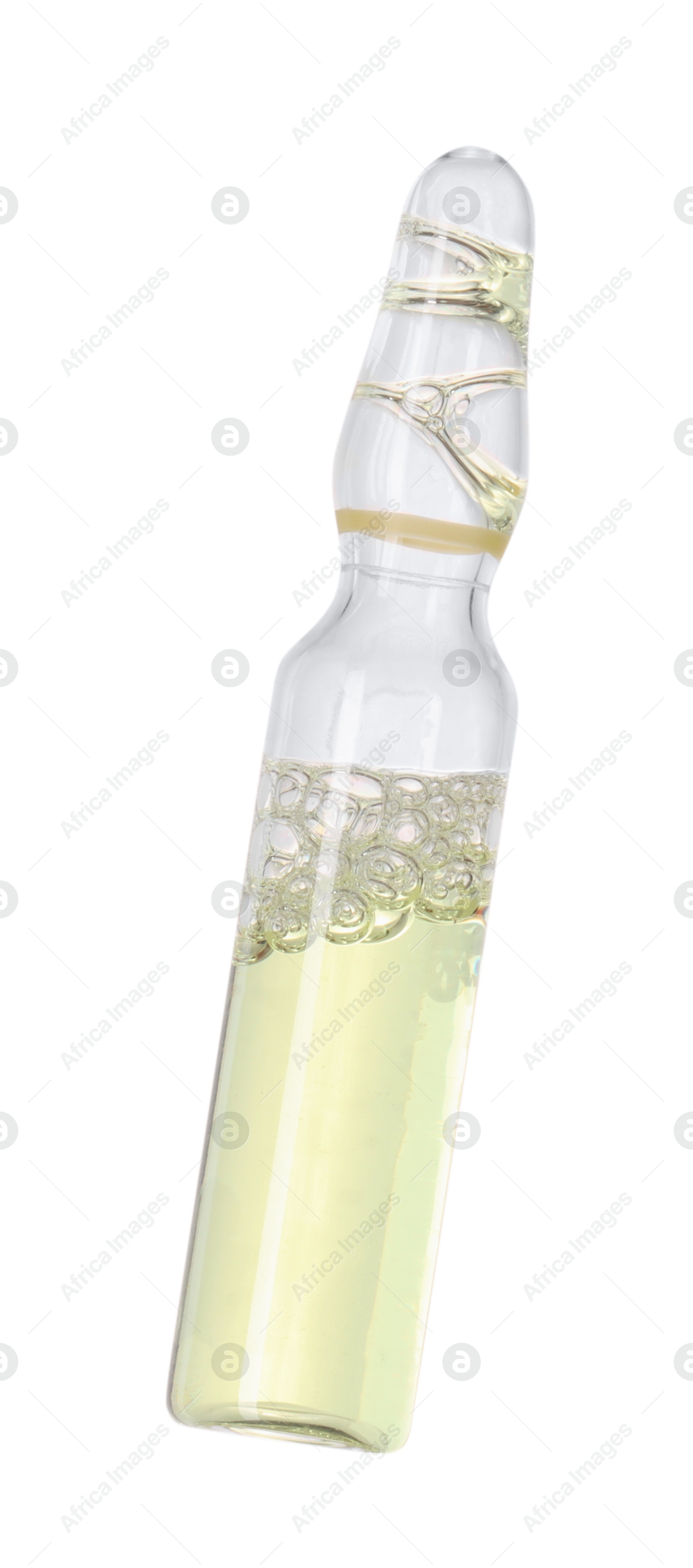 Photo of Glass ampoule with liquid isolated on white