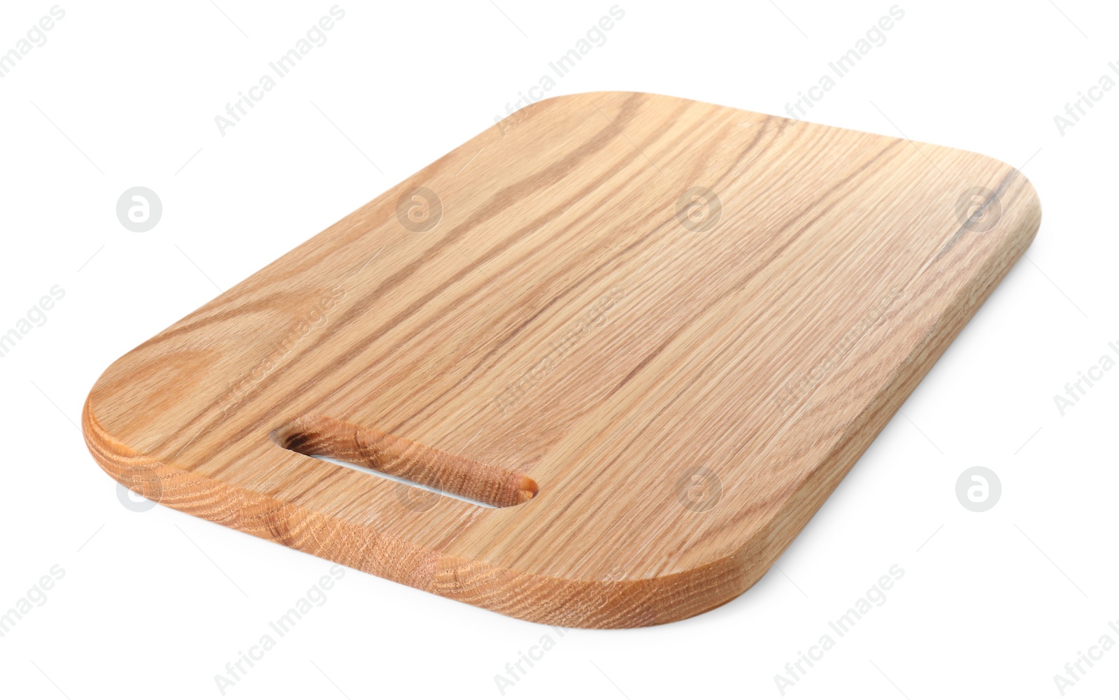 Photo of One wooden cutting board on white background