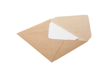 Brown paper envelope isolated on white. Mail service