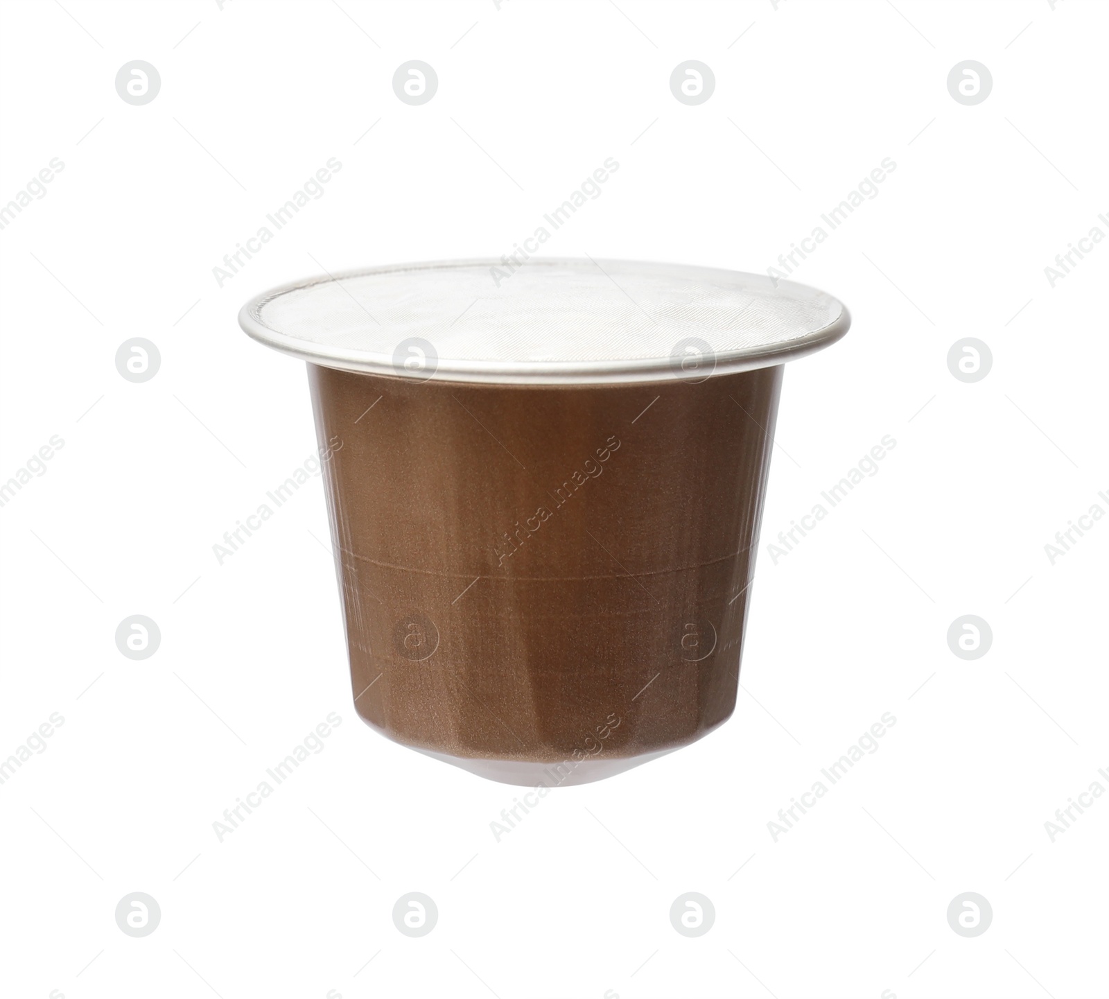 Photo of One plastic coffee capsule isolated on white