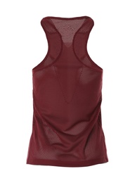 Wine red mesh women's top isolated on white. Sports clothing