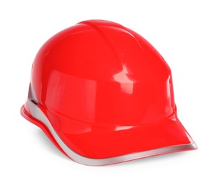 Photo of Red hard hat isolated on white. Safety equipment