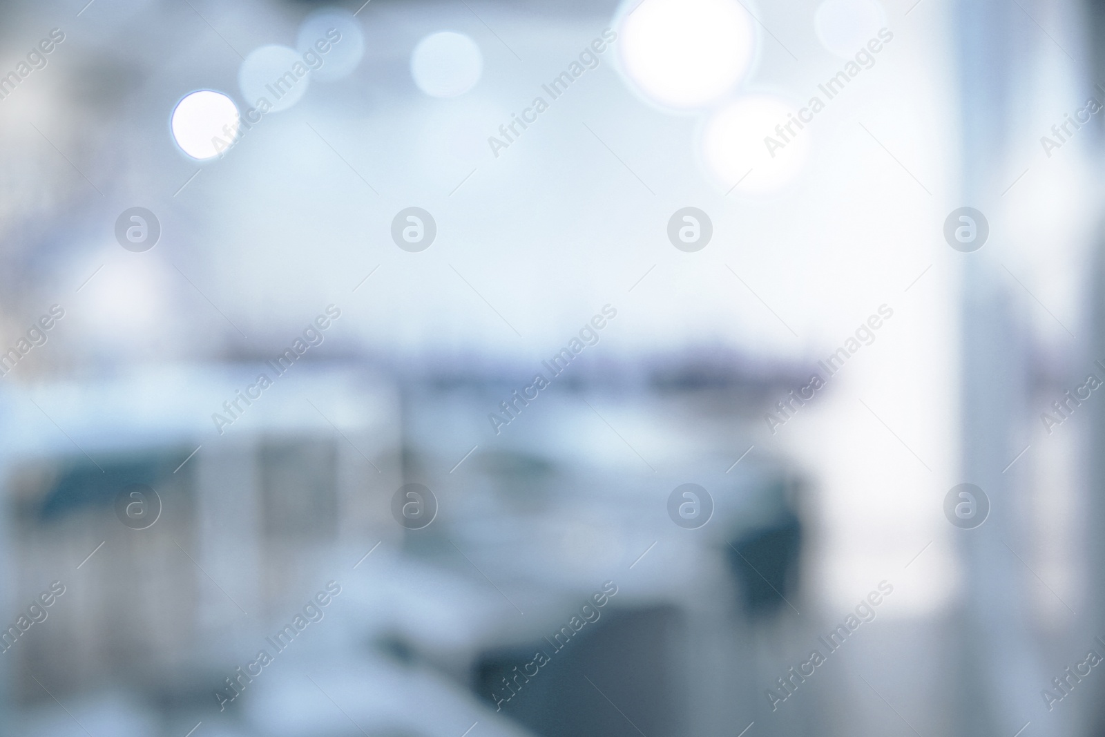 Image of Office interior. Blurred view of comfortable workspace