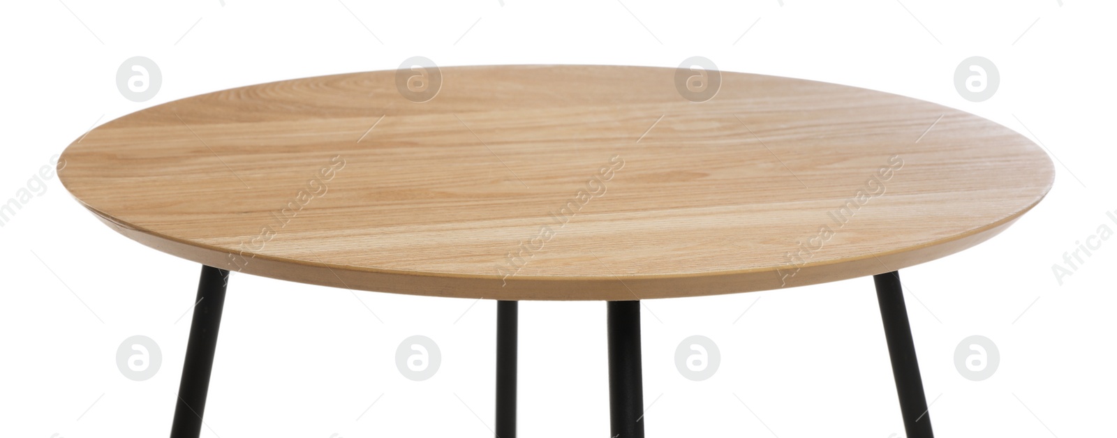 Photo of Stylish empty wooden table isolated on white