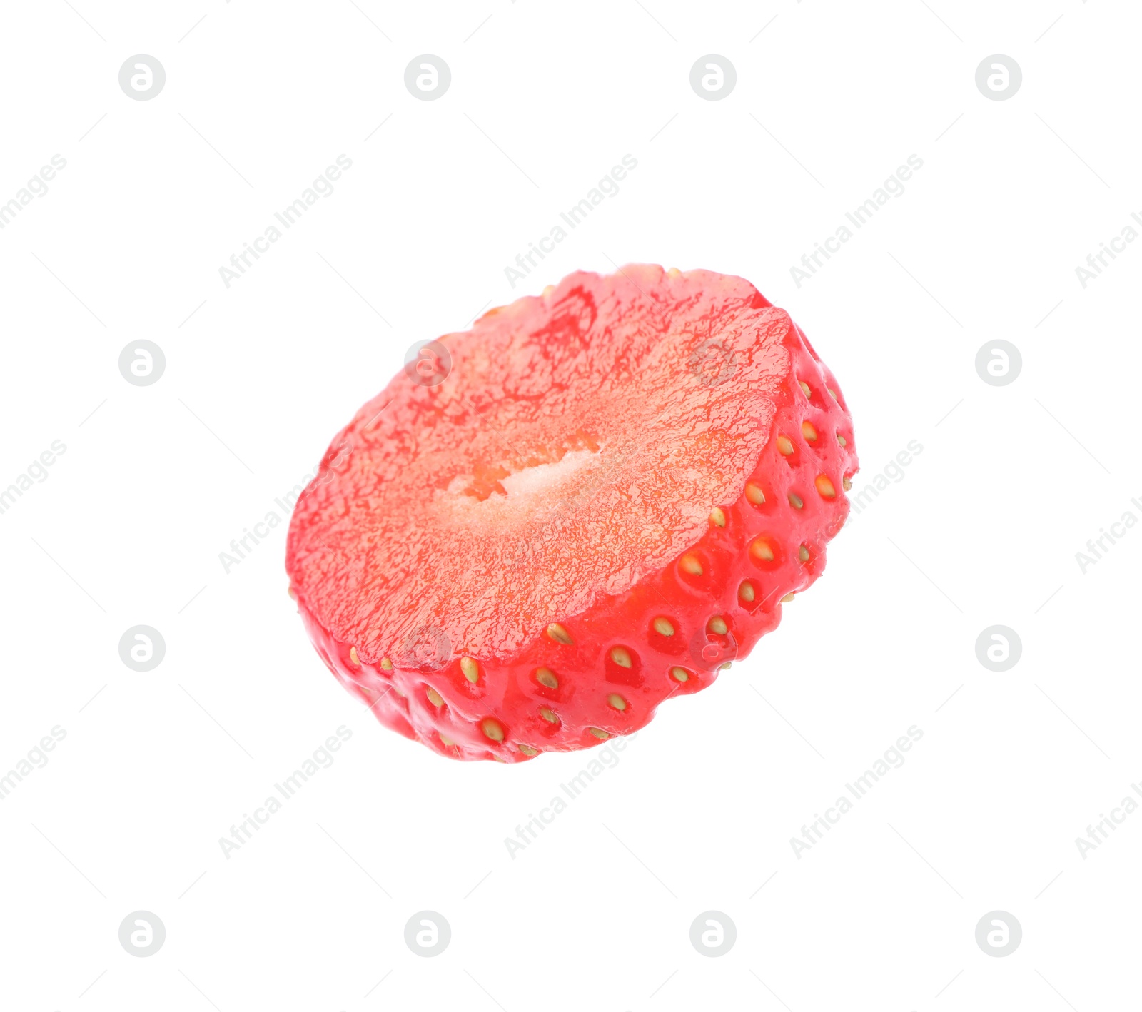 Photo of Piece of delicious ripe strawberry isolated on white