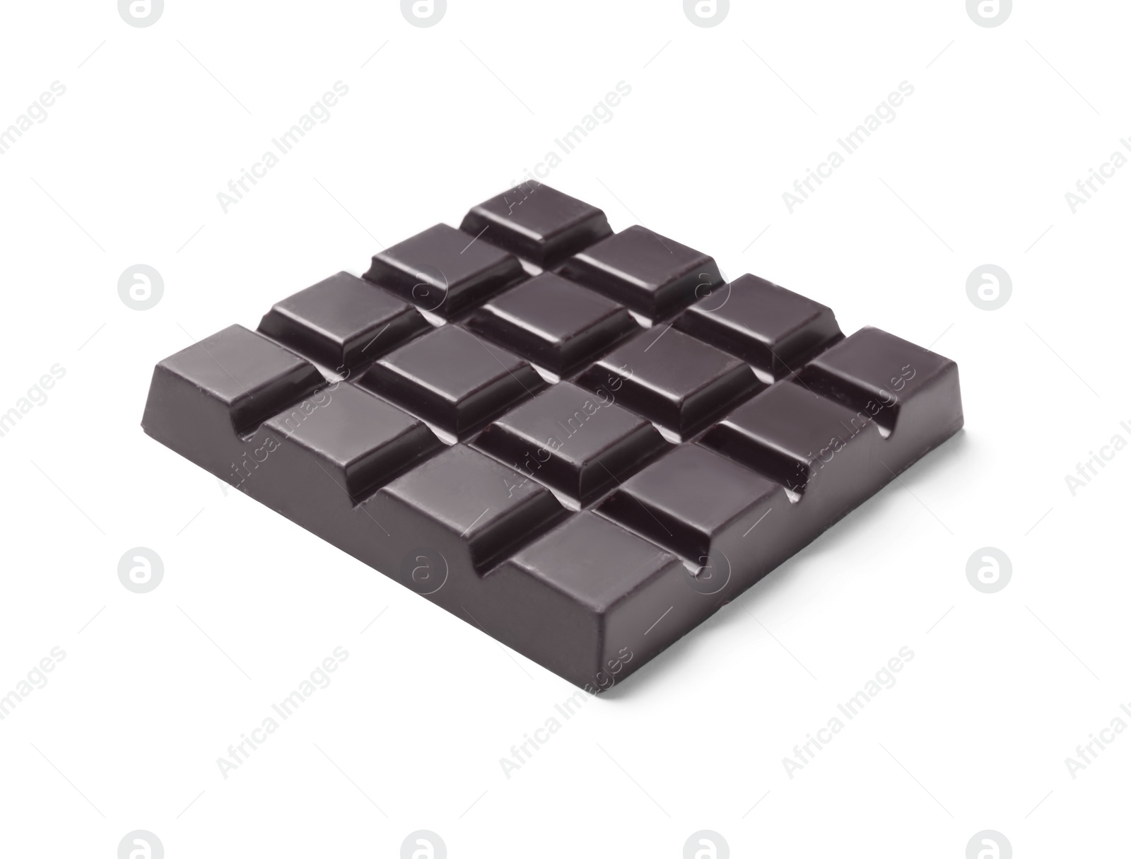 Photo of Delicious dark chocolate bar isolated on white