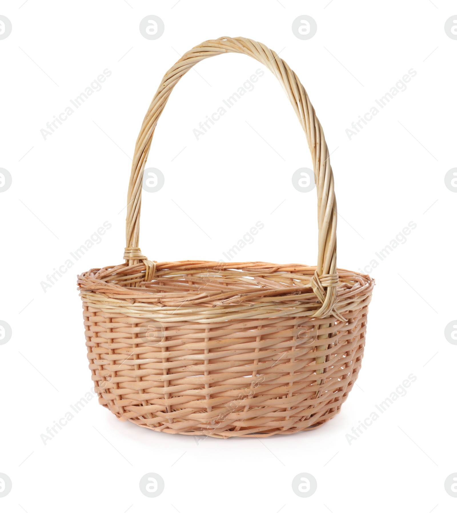 Photo of New Easter wicker basket isolated on white