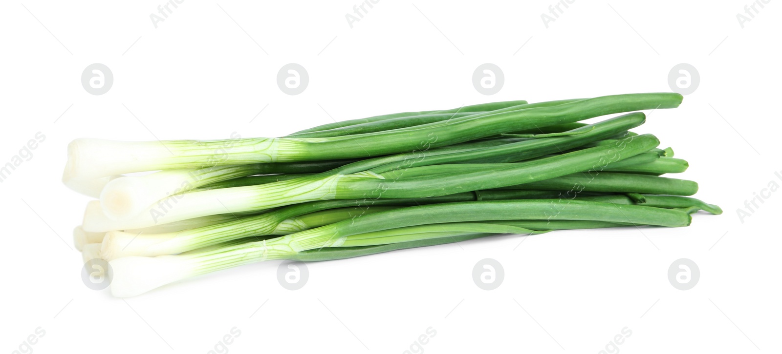 Photo of Fresh green spring onions isolated on white