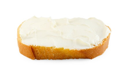 Photo of Bread with cream cheese isolated on white