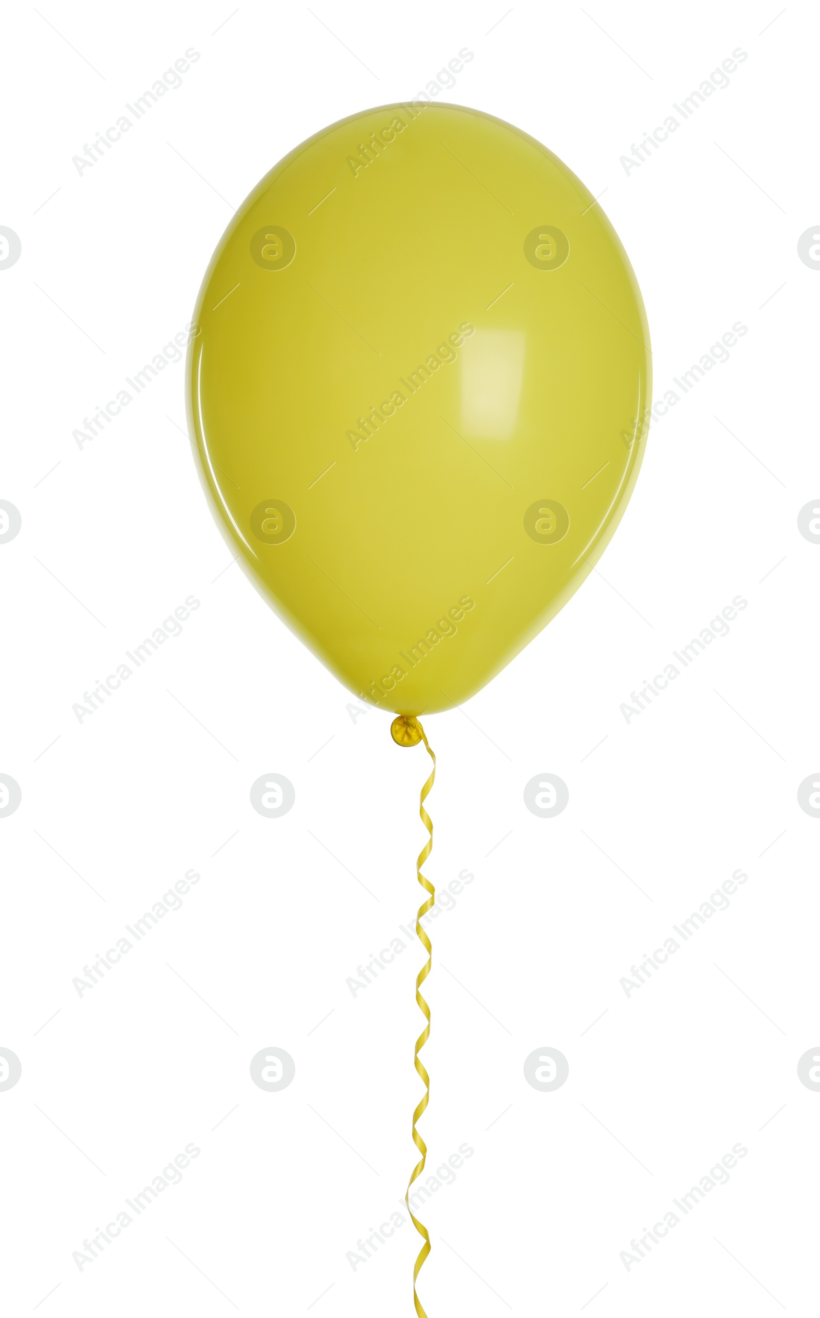 Photo of Yellow balloon with ribbon isolated on white