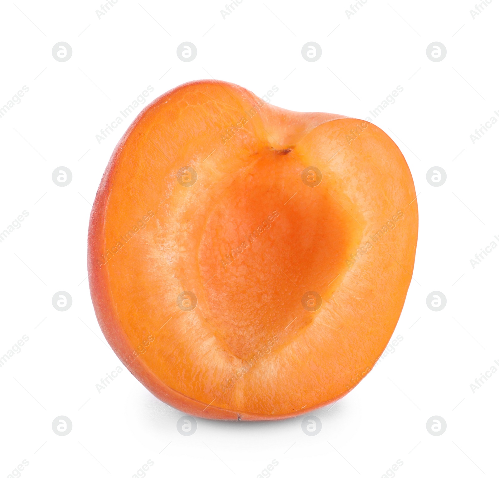 Photo of Half of delicious ripe apricot isolated on white