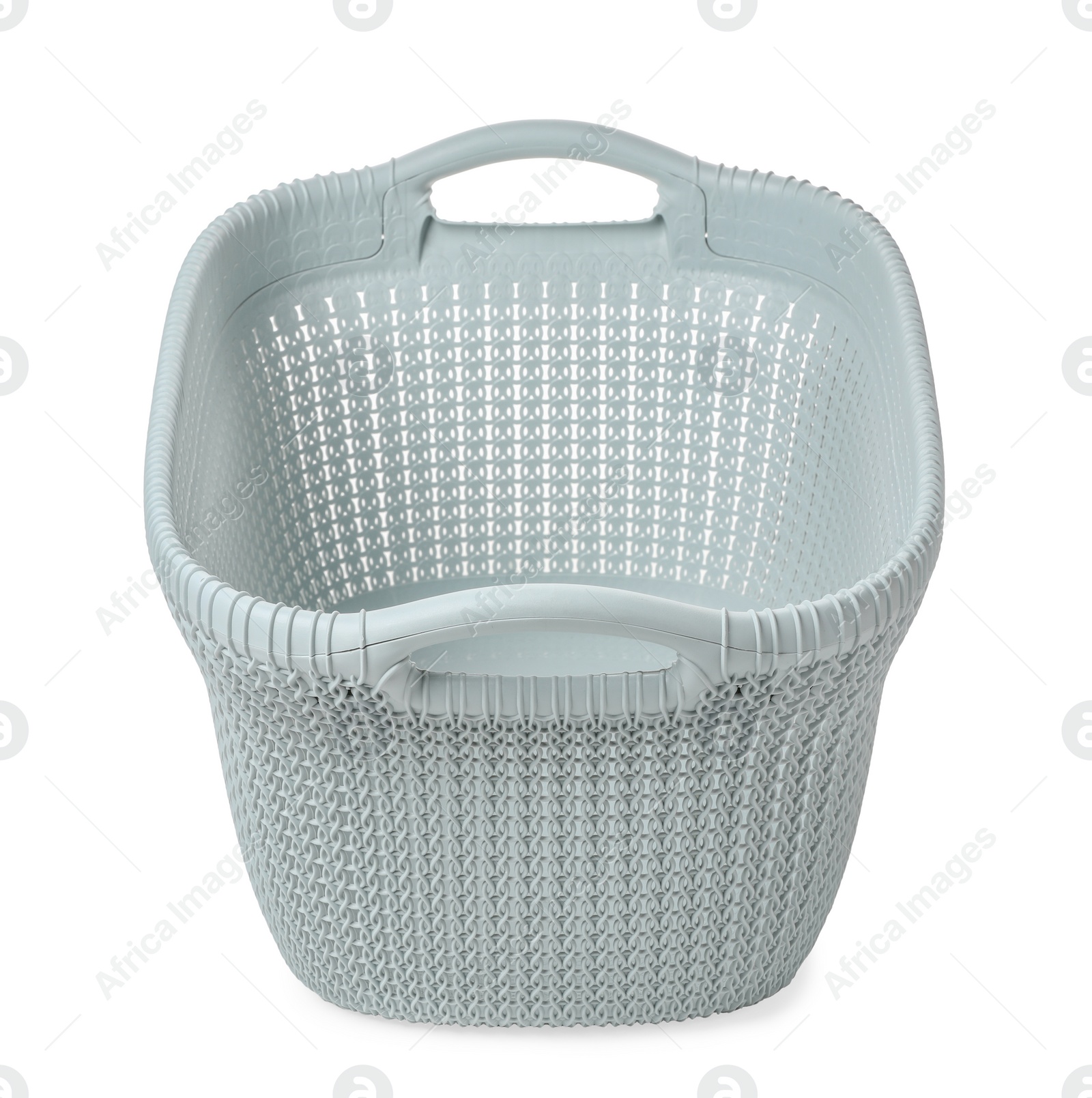 Photo of Empty plastic laundry basket isolated on white