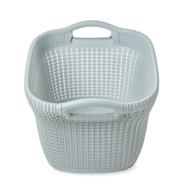 Photo of Empty plastic laundry basket isolated on white