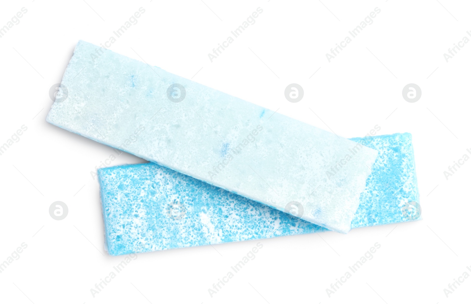 Photo of Sticks of tasty bubble gums isolated on white, top view