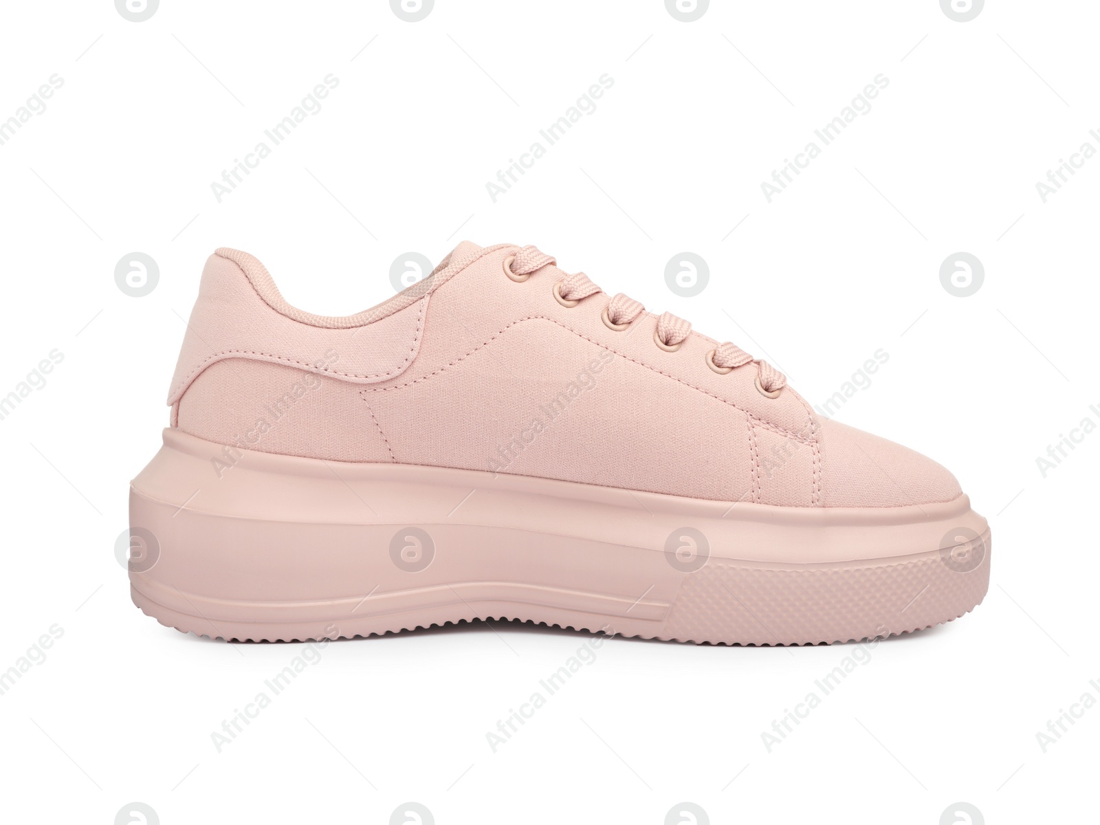 Photo of Stylish comfortable pink shoe isolated on white