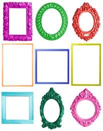 Image of Collage with bright frames on white background