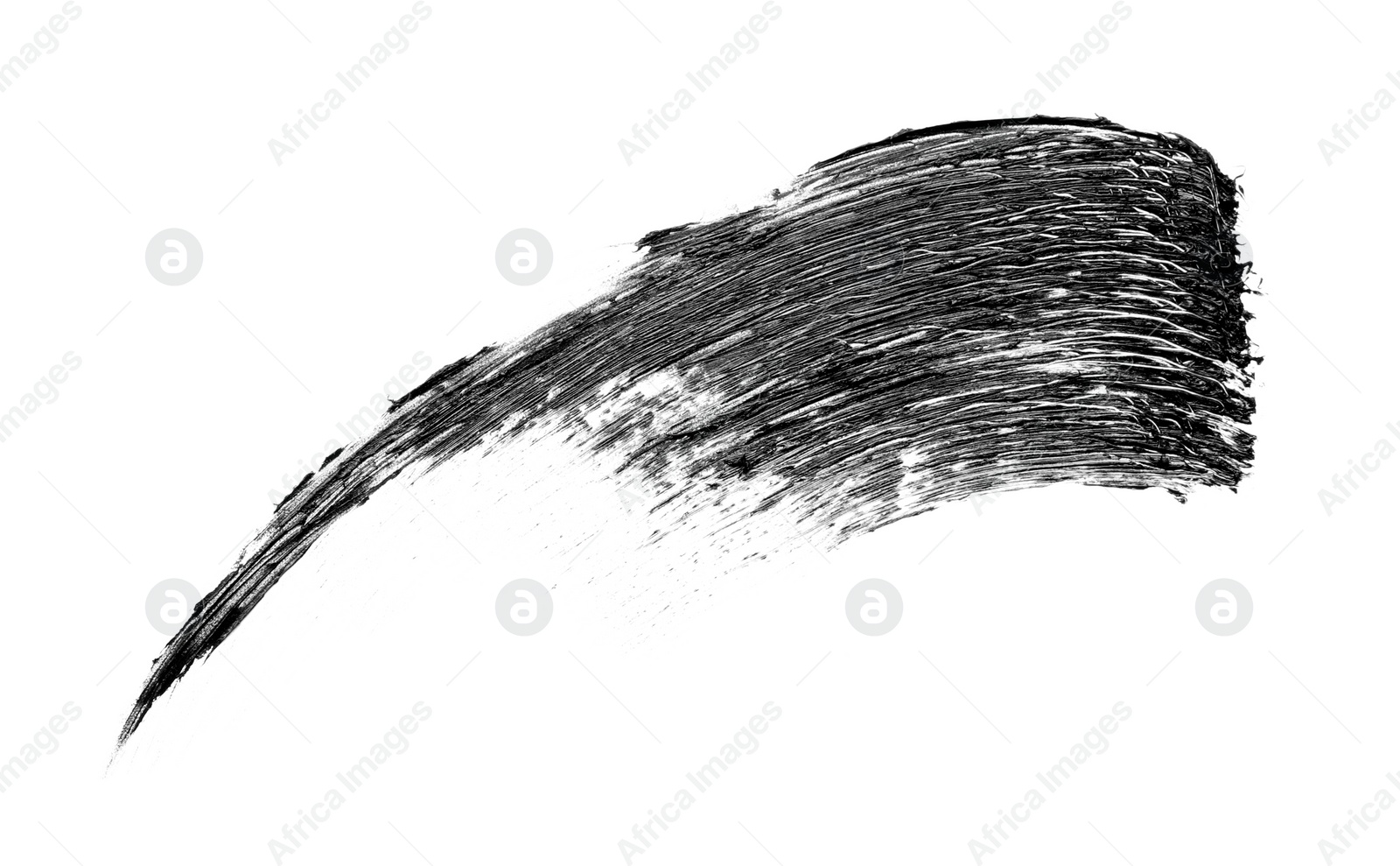 Photo of Smear of black mascara isolated on white, top view