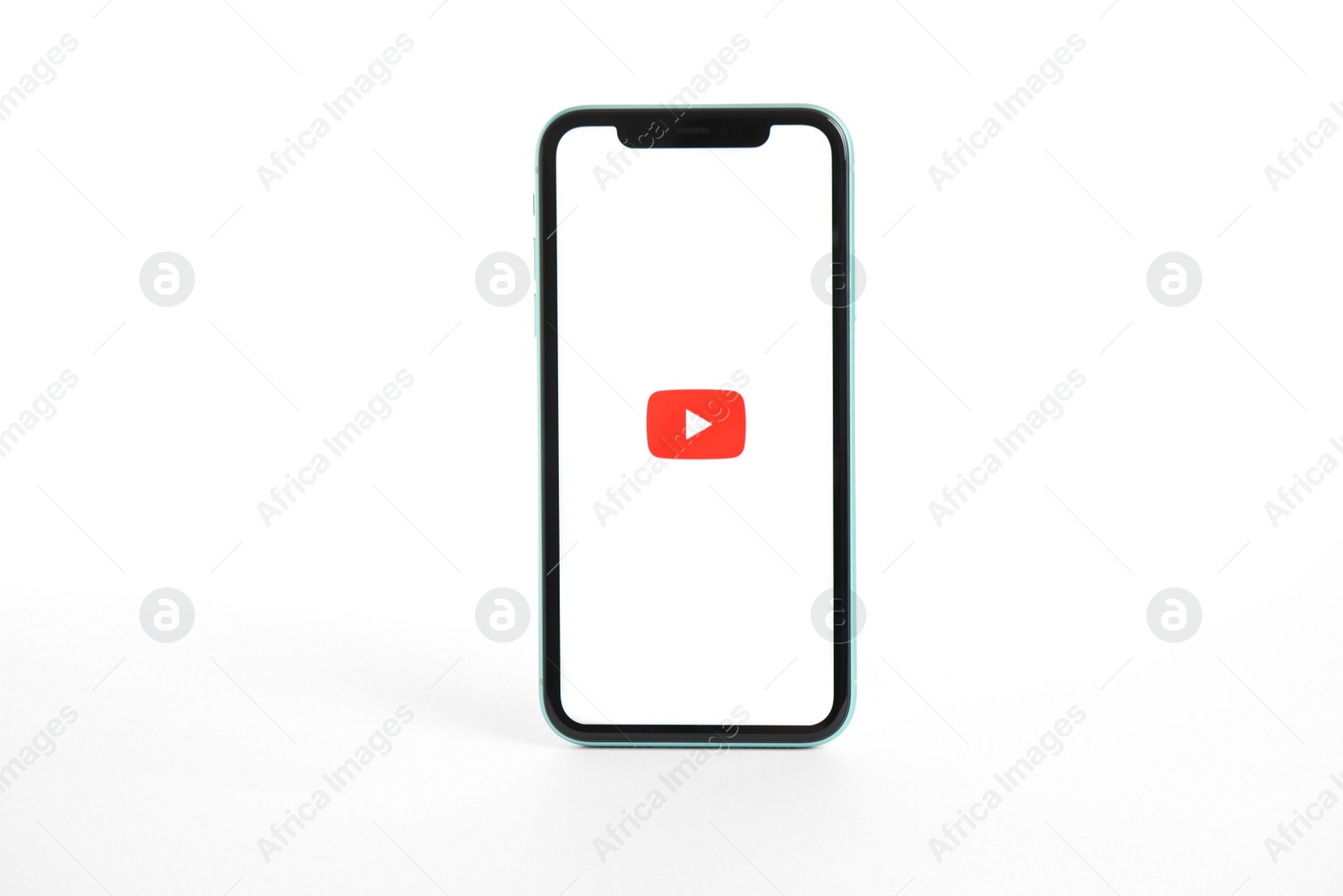 Photo of MYKOLAIV, UKRAINE - JULY 9, 2020: iPhone 11 with Youtube app on screen against white background