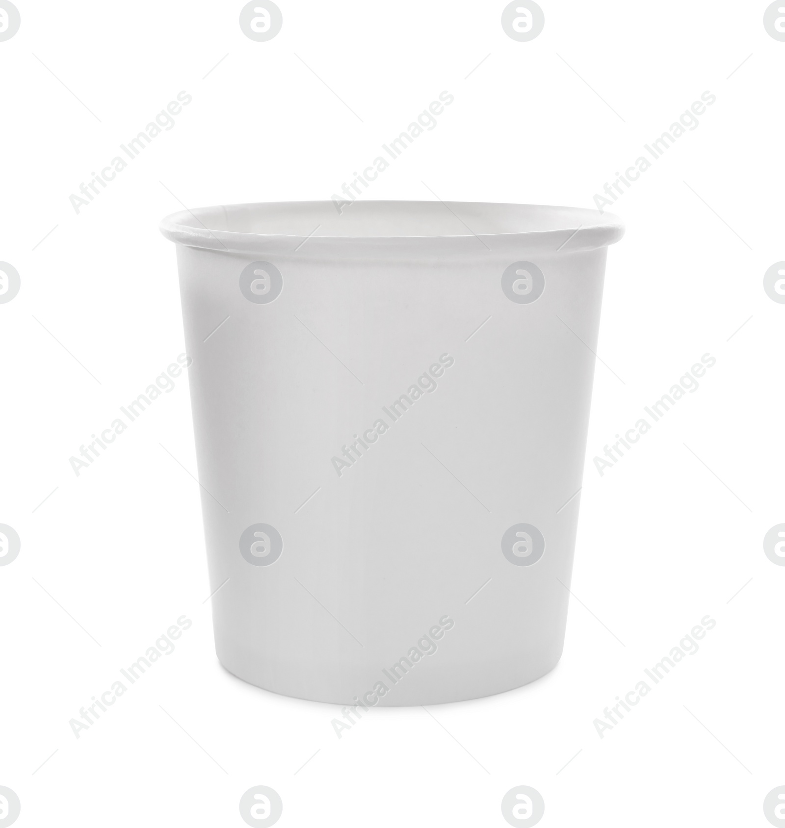 Photo of Empty paper cup isolated on white. Container for food