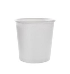 Photo of Empty paper cup isolated on white. Container for food