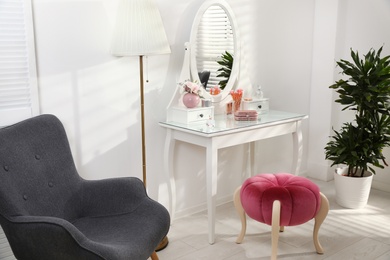 Stylish room interior with elegant dressing table