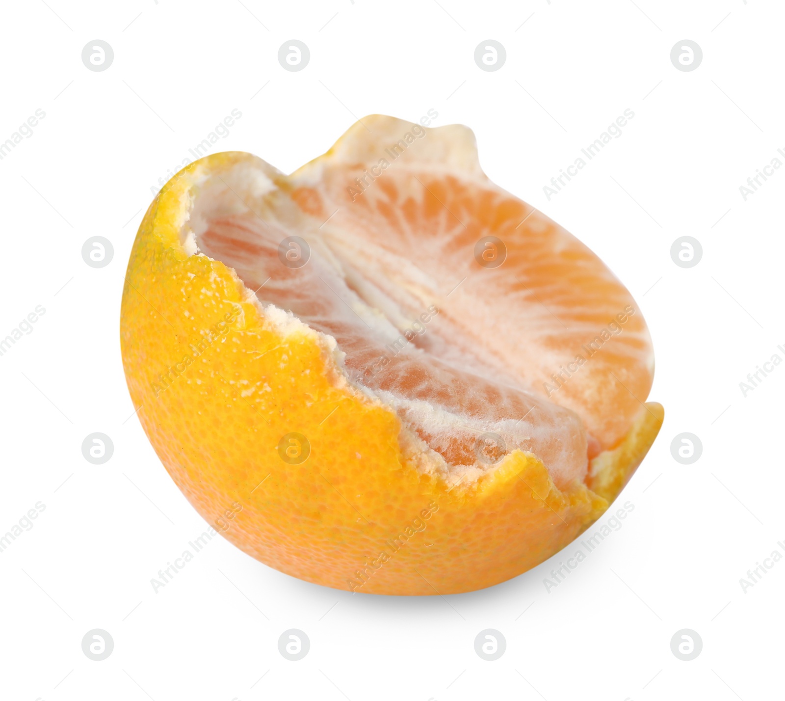 Photo of Half of ripe tangerine isolated on white