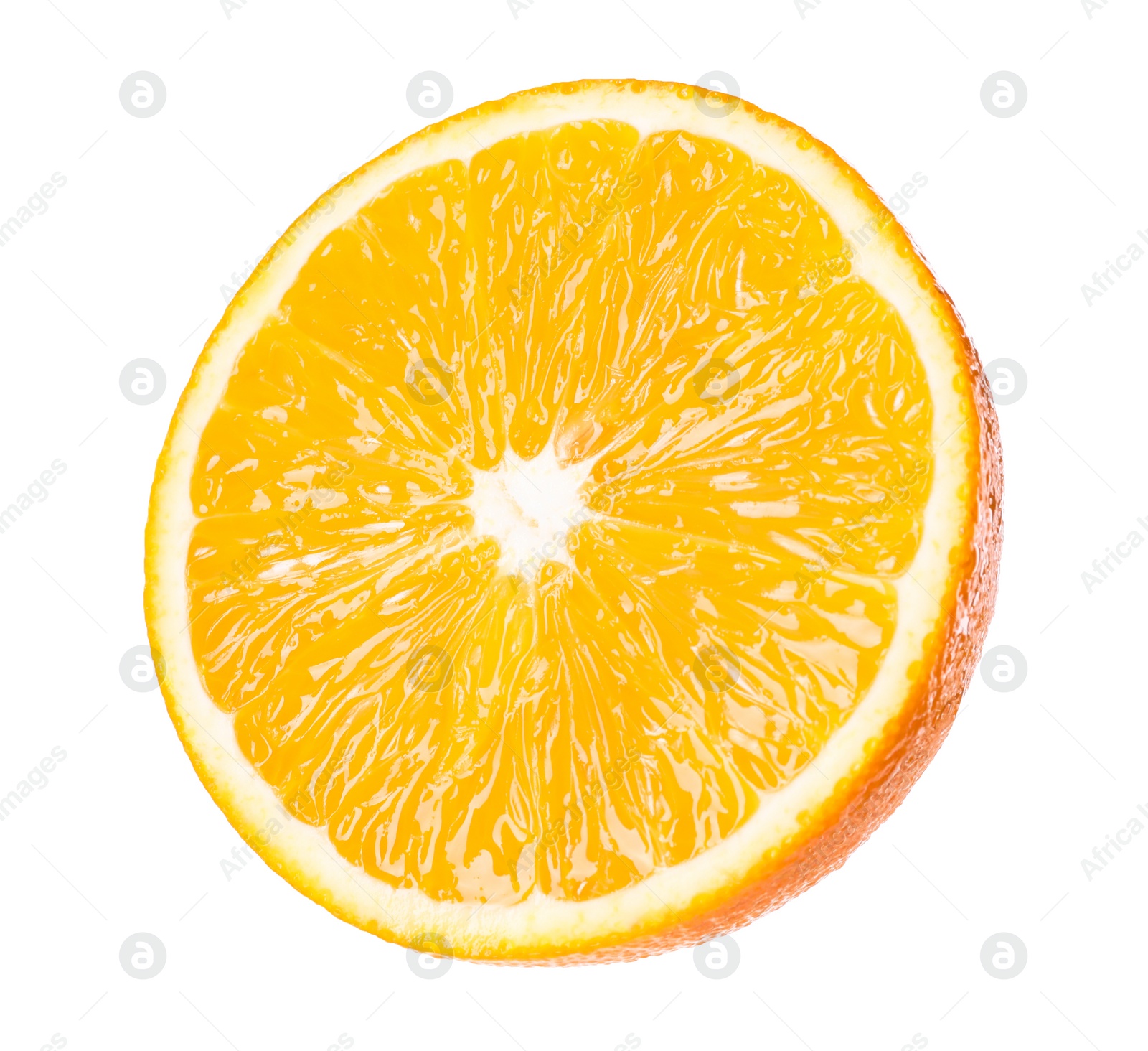 Photo of Half of fresh ripe orange isolated on white