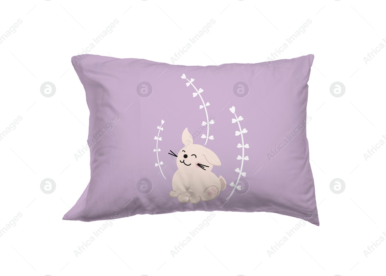 Image of Soft pillow with printed cute dog isolated on white