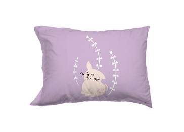 Image of Soft pillow with printed cute dog isolated on white