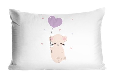 Image of Soft pillow with cute print isolated on white