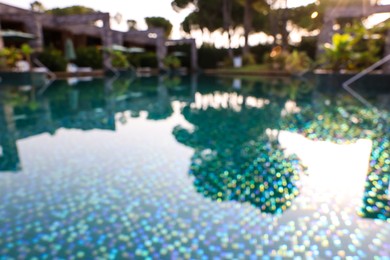 Photo of Outdoor swimming pool at resort, blurred view