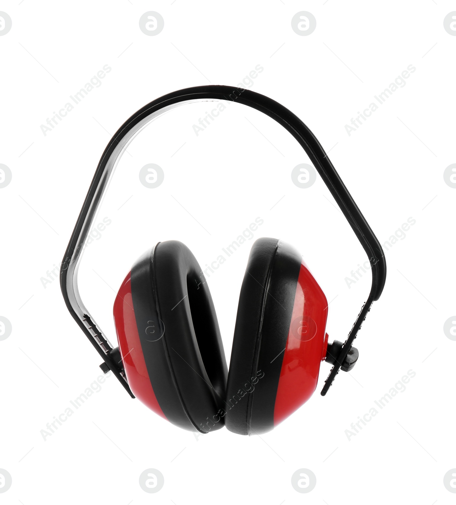 Photo of Protective headphones on white background. Safety equipment