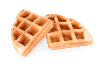 Photo of Two tasty Belgian waffles isolated on white