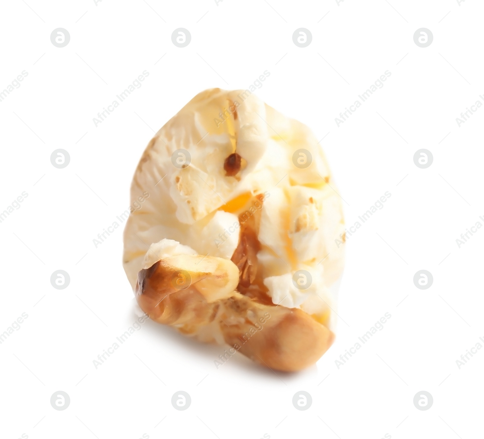 Photo of Tasty fresh popcorn on white background, closeup