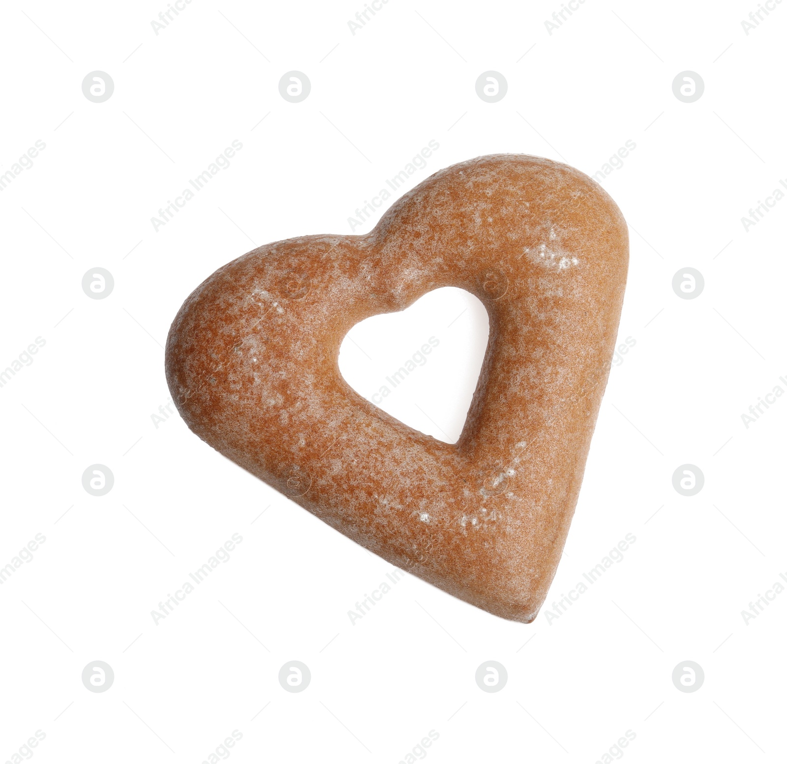 Photo of Delicious homemade heart shaped cookie isolated on white, top view