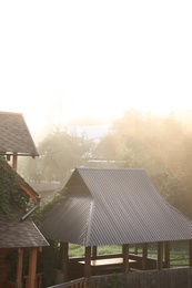 Beautiful view of sunrise over beautiful houses