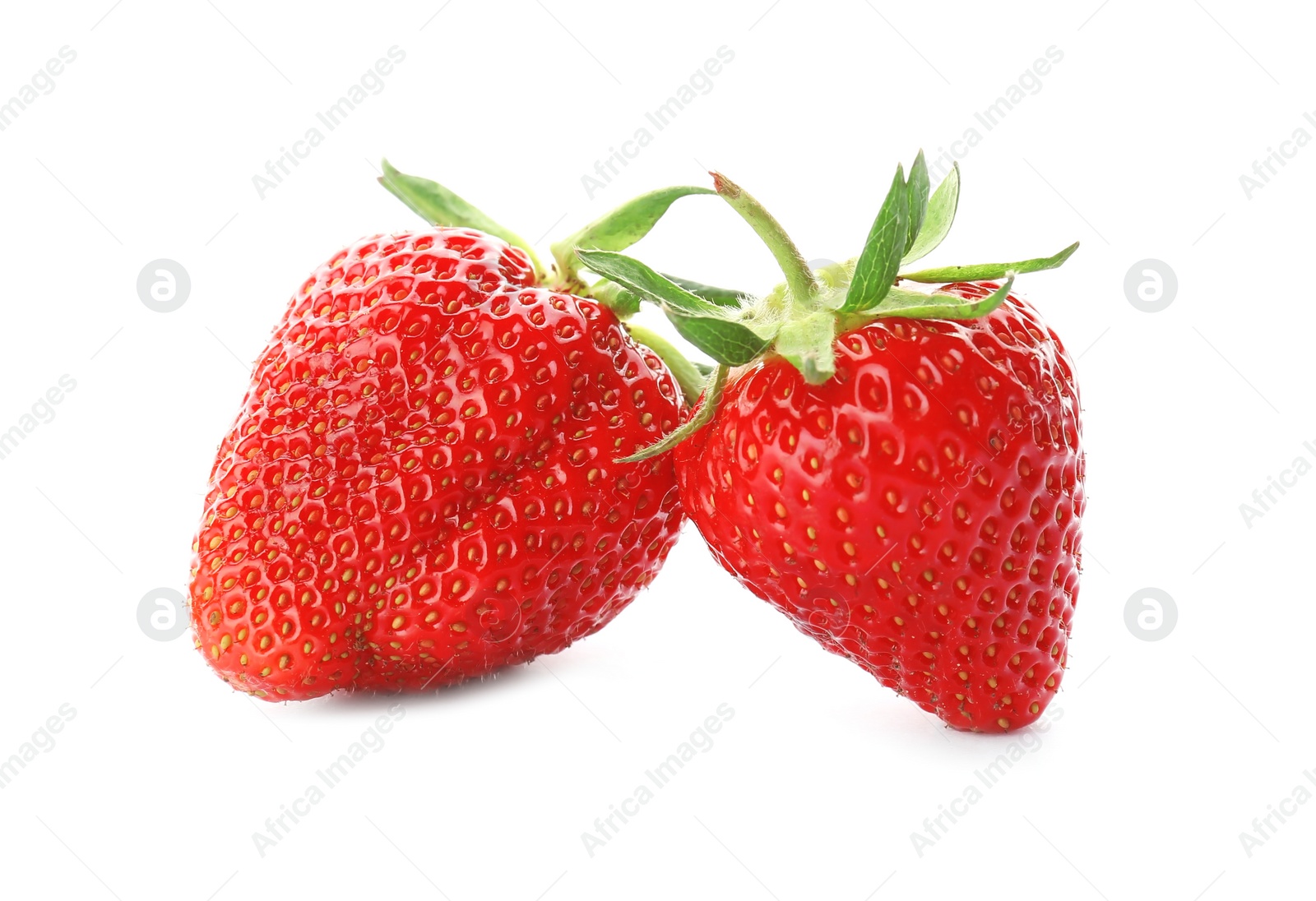 Photo of Fresh ripe strawberries on white background. Healthy snack