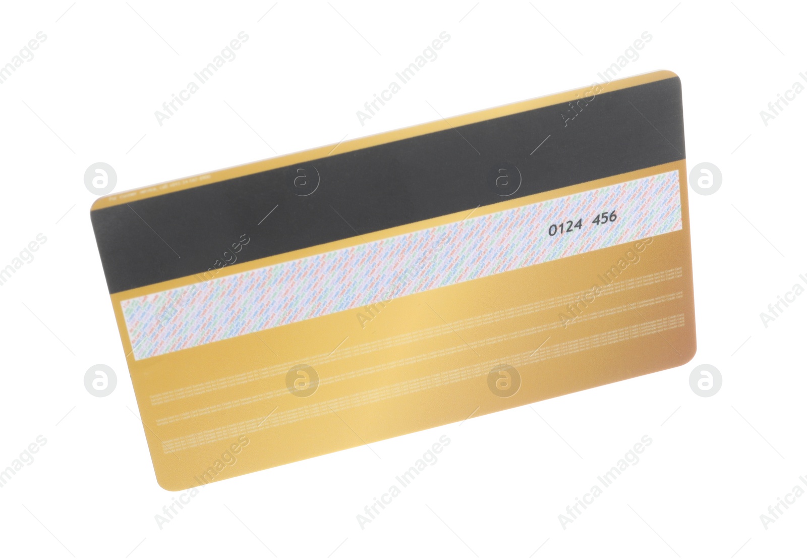 Photo of Golden plastic credit card isolated on white