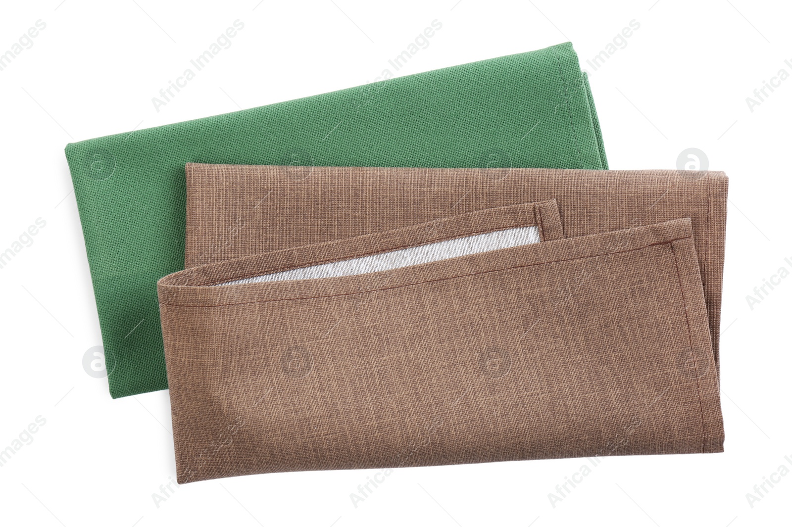 Photo of Fabric napkins for table setting isolated on white, top view