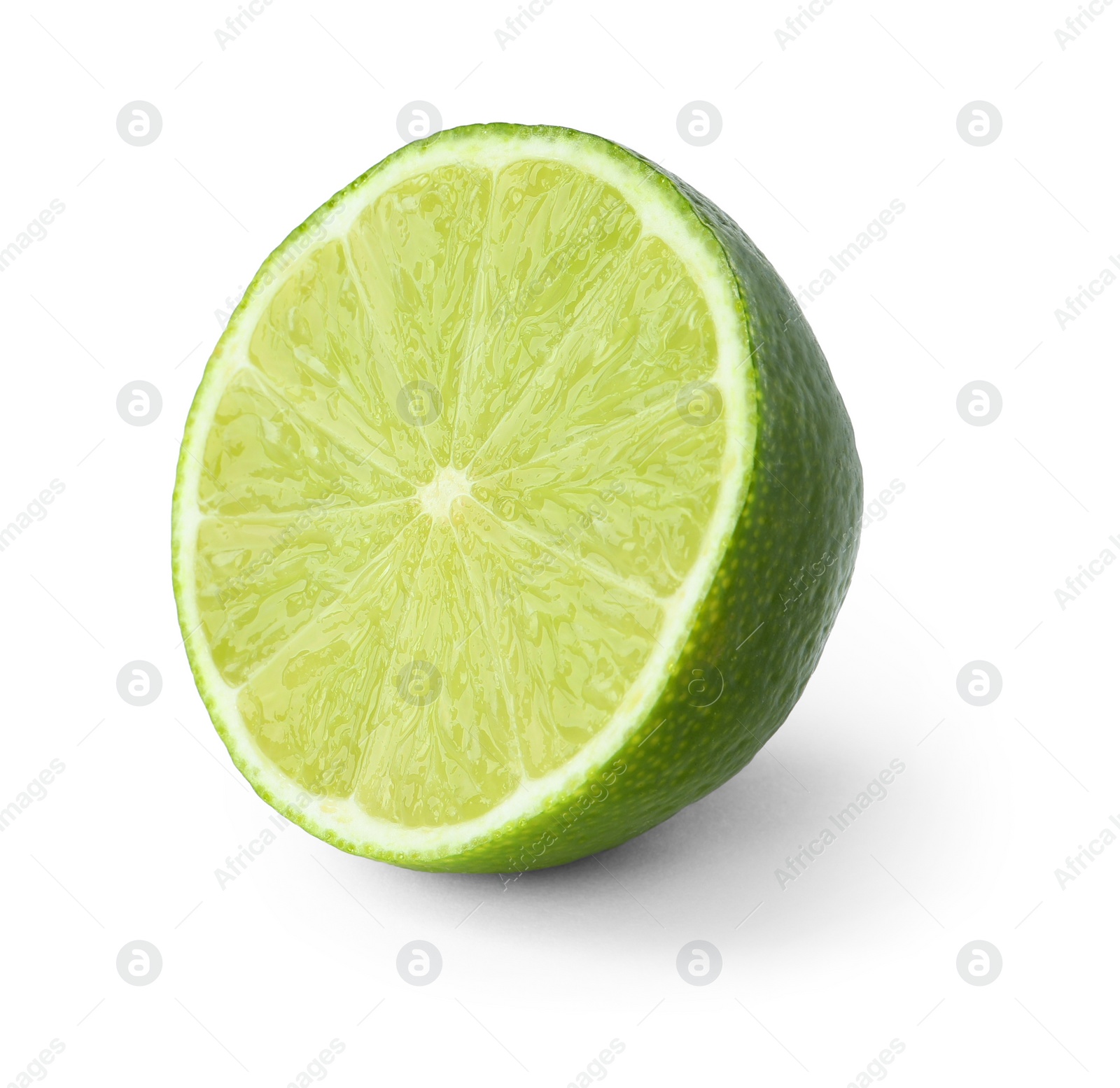 Photo of Half of fresh green ripe lime isolated on white