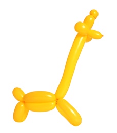 Photo of Giraffe figure made of modelling balloon on white background