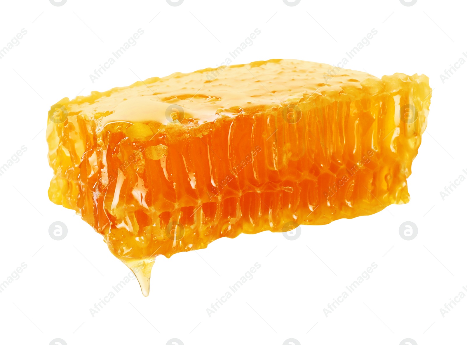 Photo of Natural honeycomb with tasty honey isolated on white