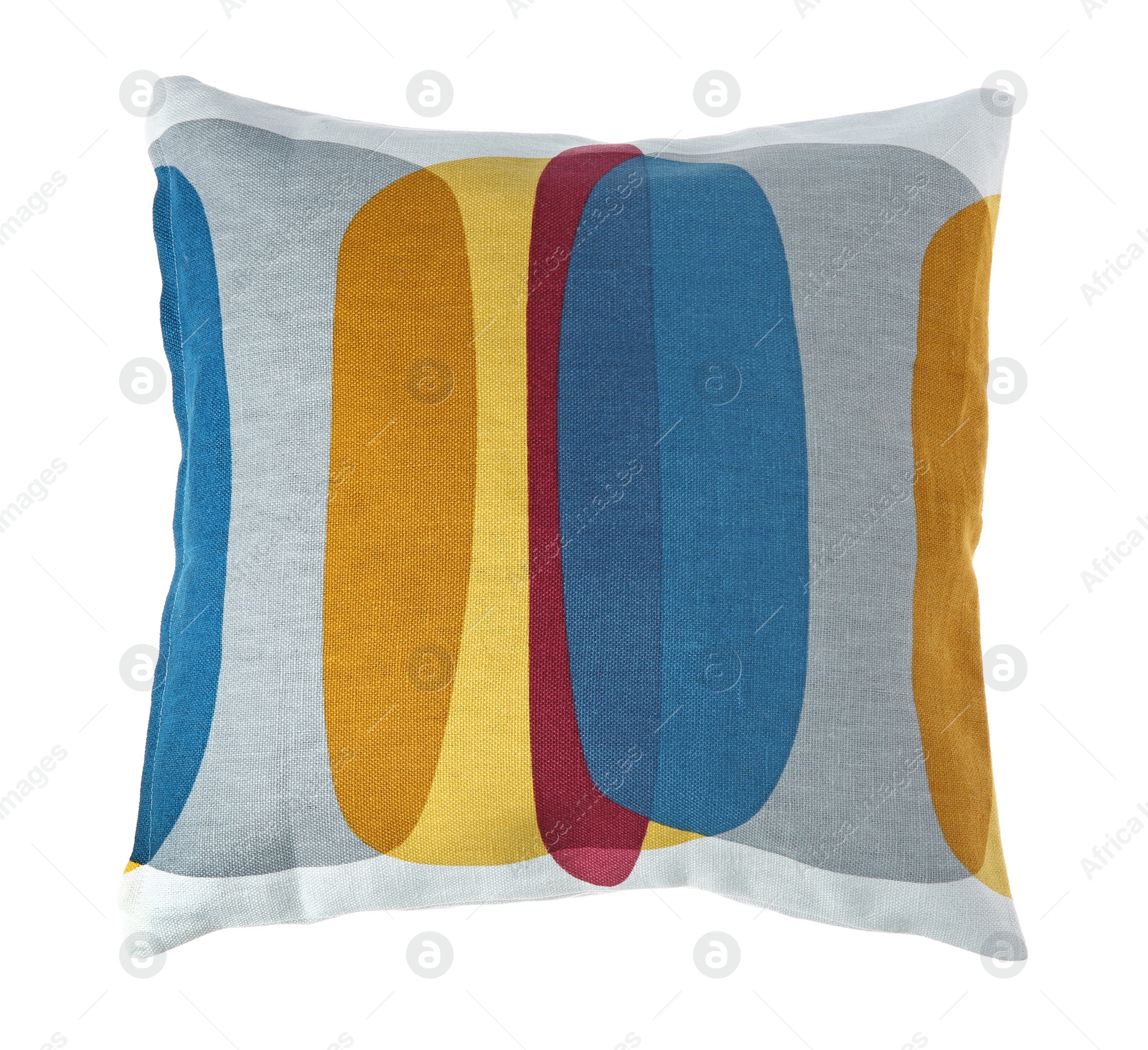 Photo of Soft decorative pillow on white background