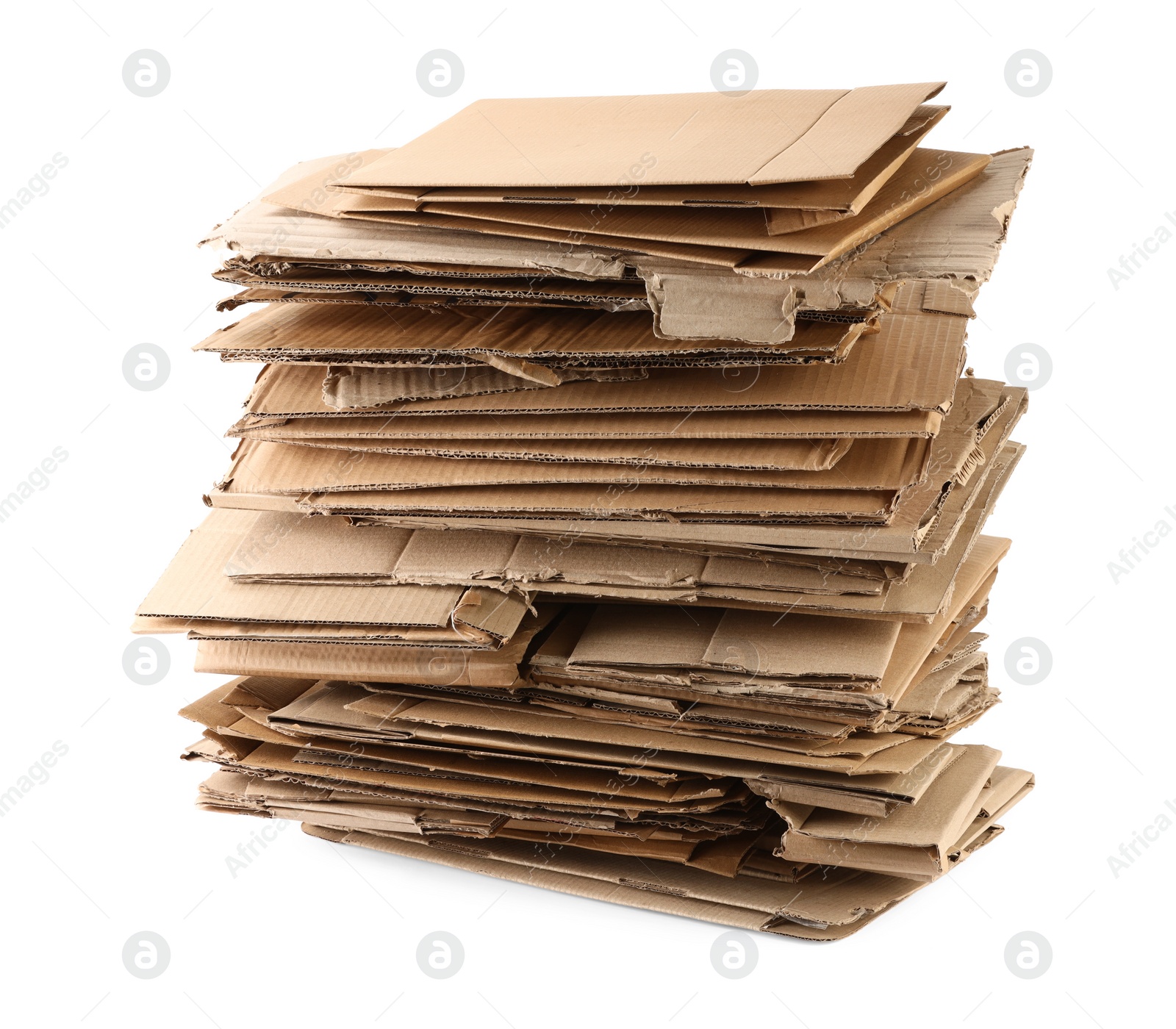 Photo of Stack of cardboard pieces isolated on white