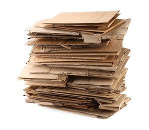 Photo of Stack of cardboard pieces isolated on white