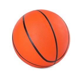 Photo of One orange basketball ball isolated on white
