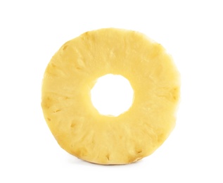 Slice of fresh pineapple on white background